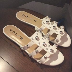 Unisa White Studded  Slides NWOT